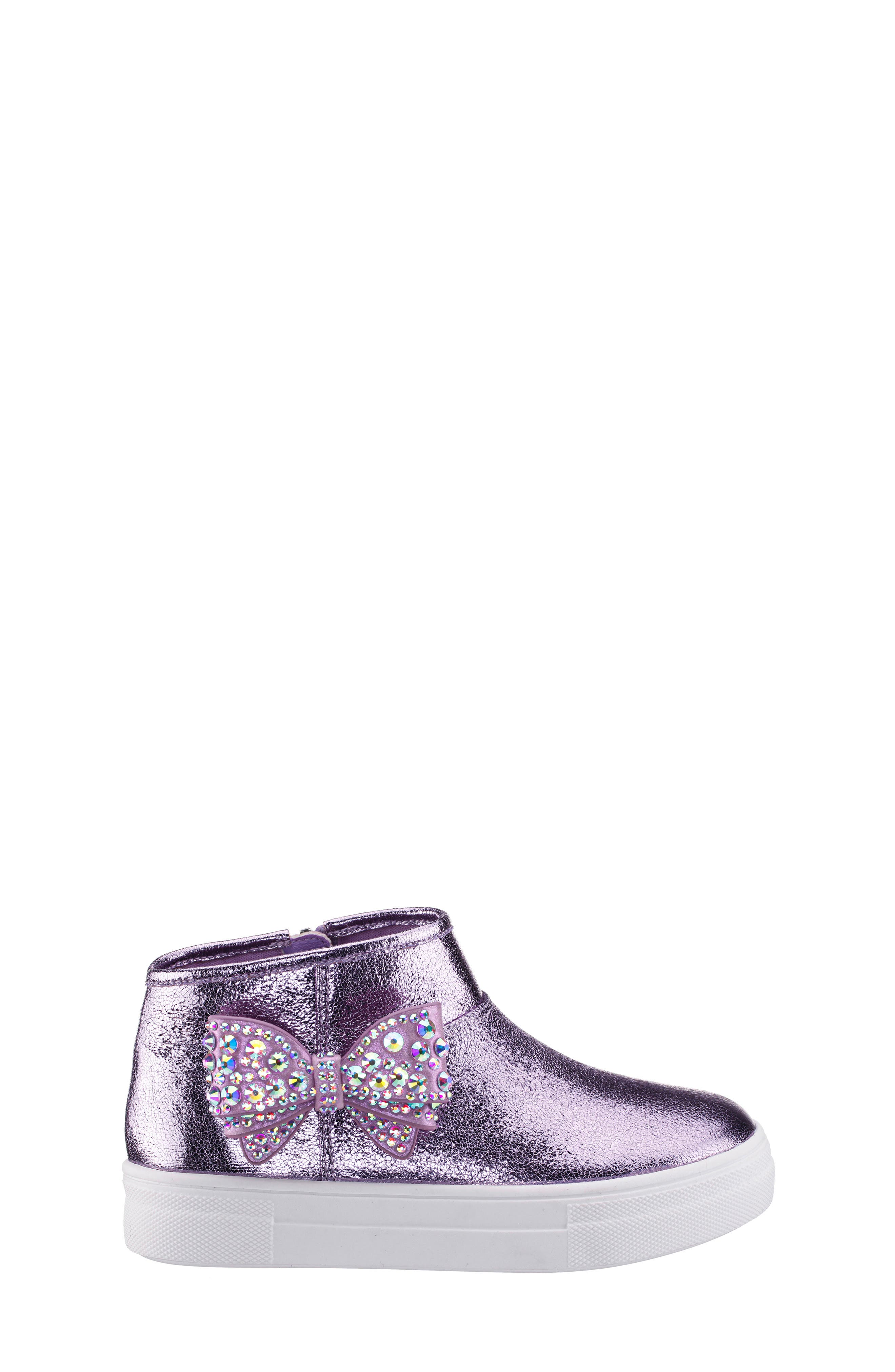 Nina Kids' Gwenny Sneaker, Alternate, color, Light Purple Crackle Metallic