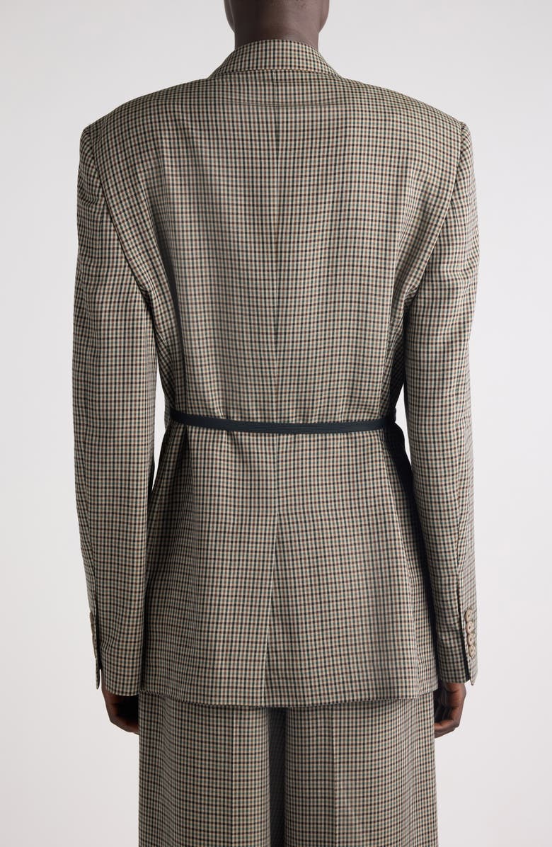 Balenciaga Check Side Tie Blazer, Alternate, color, 2866 Khaki/ Brown