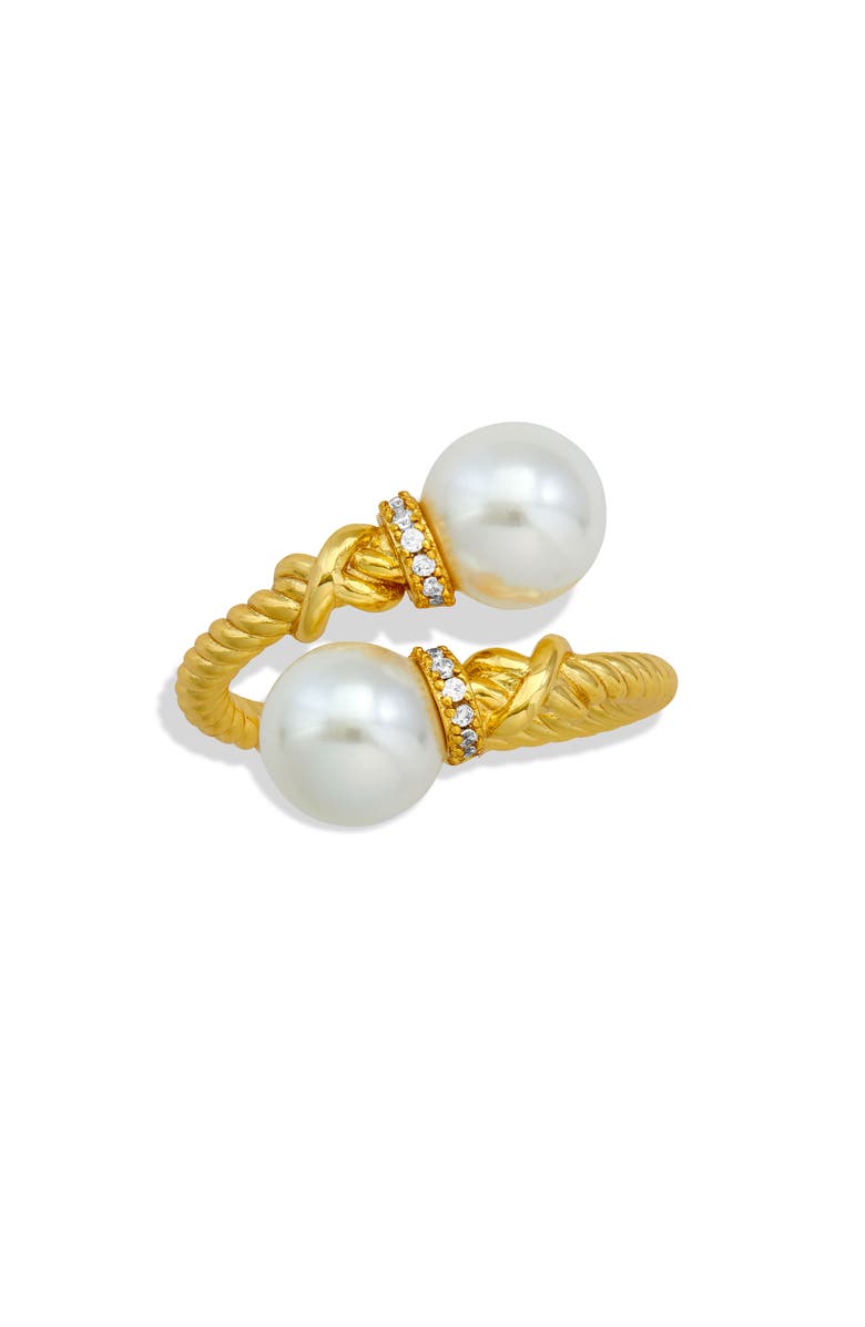 SAVVY CIE JEWELS 8-9mm Swarovski Cultured Pearl Wrap Ring, Main, color, Yellow
