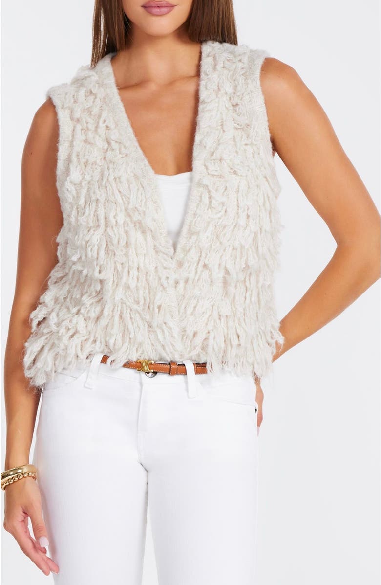 Bishop + Young Miranda Fringe Sweater Vest, Main, color, Cloud