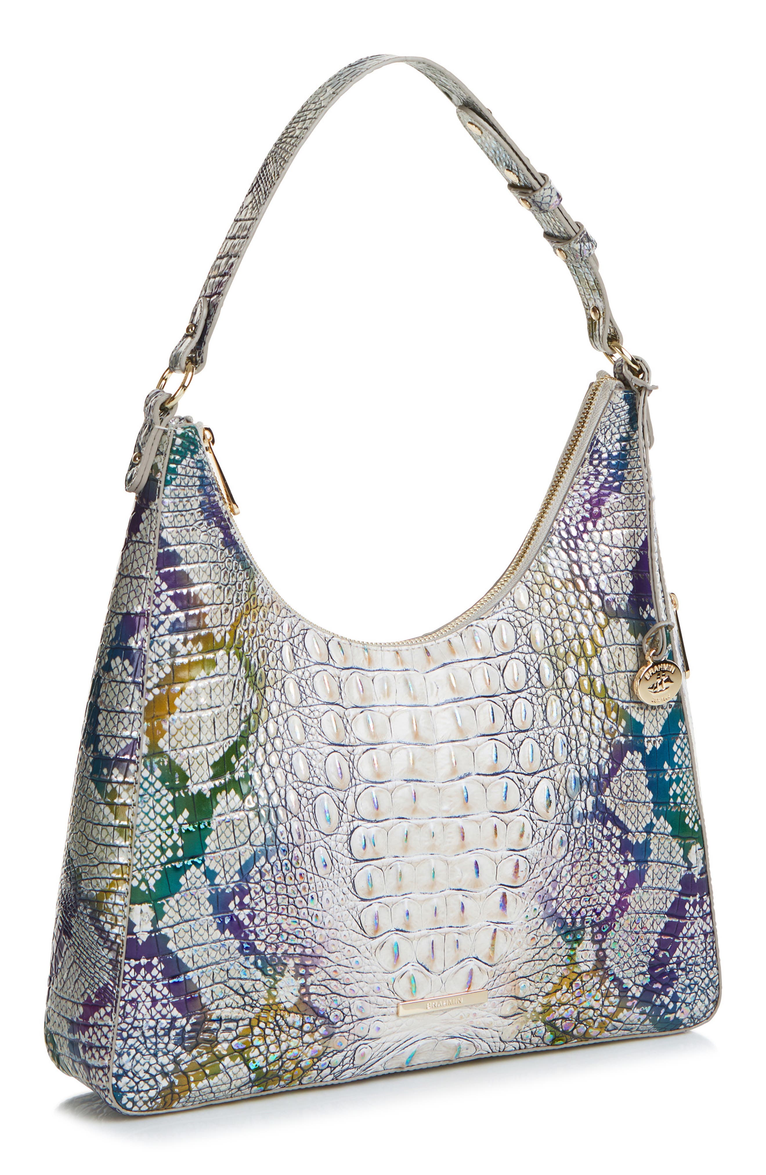 Brahmin Tabitha Croc Embossed Leather Shoulder Bag, Alternate, color, 