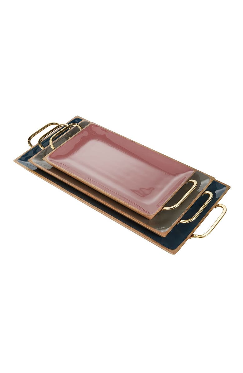 SONOMA SAGE HOME Multi Colored Mango Wood Tray with Enamel Interior, Alternate, color, Multi