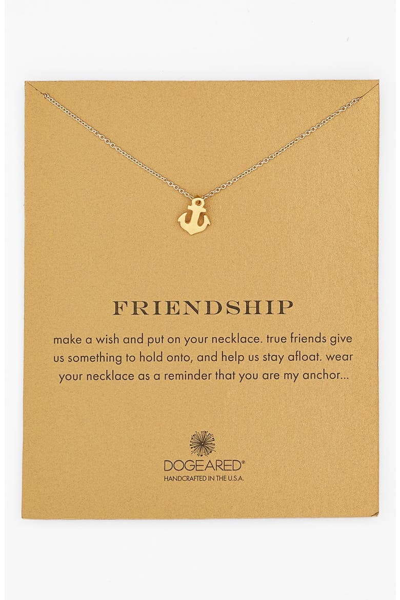 'Reminder - Friendship' Anchor Pendant Necklace, Main, color, GOLD DIPPED