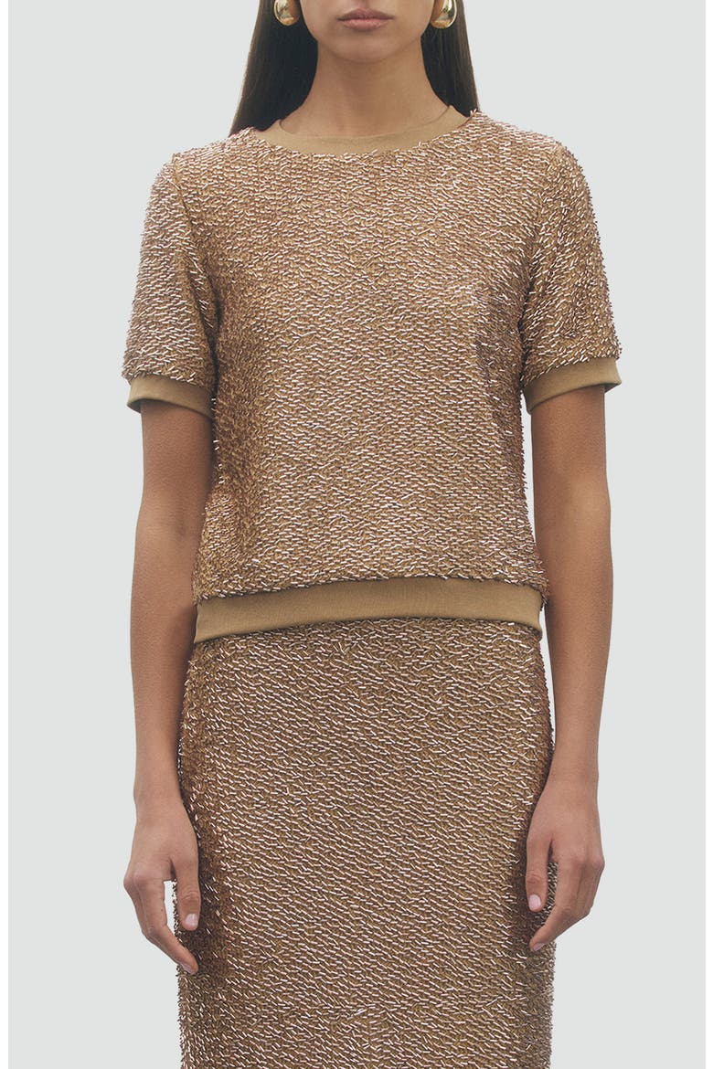 Patricia Beaded Cropped Top, Main, color, BRONZE