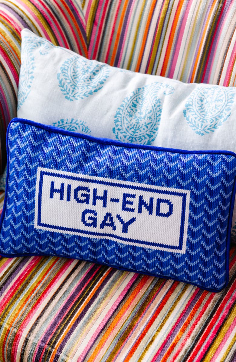 Furbish High End Gay Needlepoint Pillow, Alternate, color, High End Gay