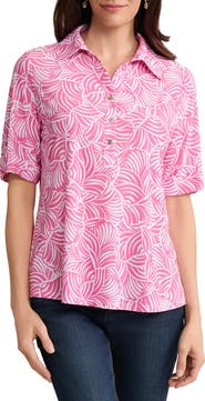 Jones New York Roll Tab Cuff Polo