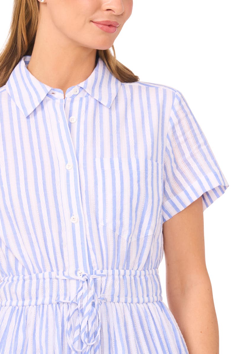 Ted Baker Prentiss Tie Waist Cotton Mini Shirtdress, Alternate, color, Blue Surf