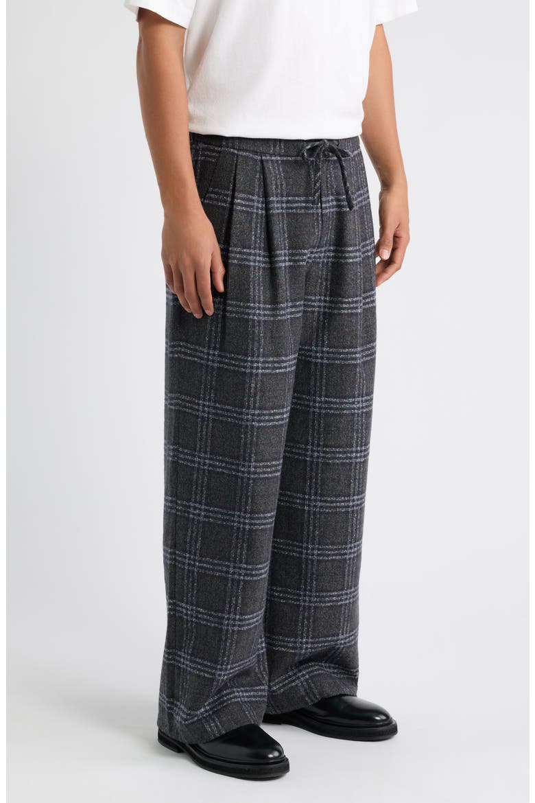 Relaxed Plaid Drawstring Pants, Alternate, color, NIGHT SKY