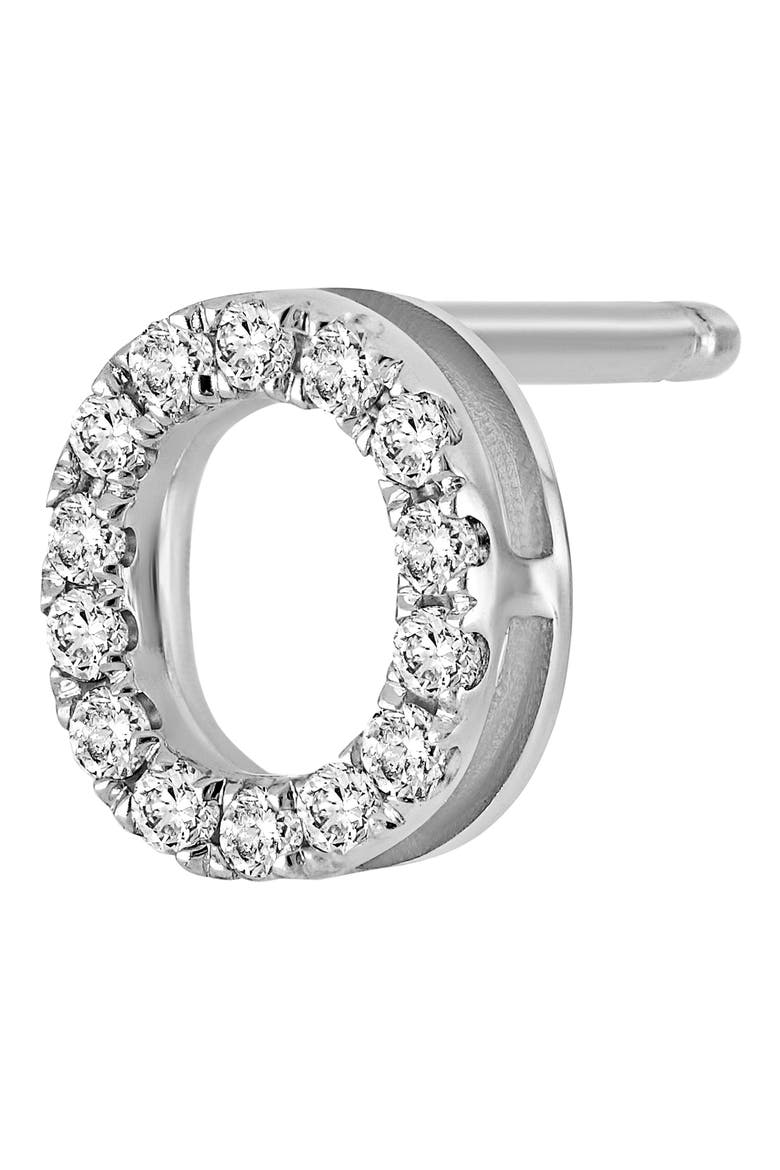Single Initial Earring   (Nordstrom Exclusive), Alternate, color, WHITE GOLD/ O