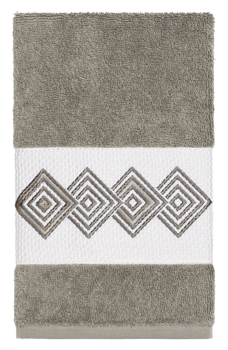 Linum Home Textiles Noah 3-Piece Embellished Towel - Dark Grey, Alternate, color, Dark Grey