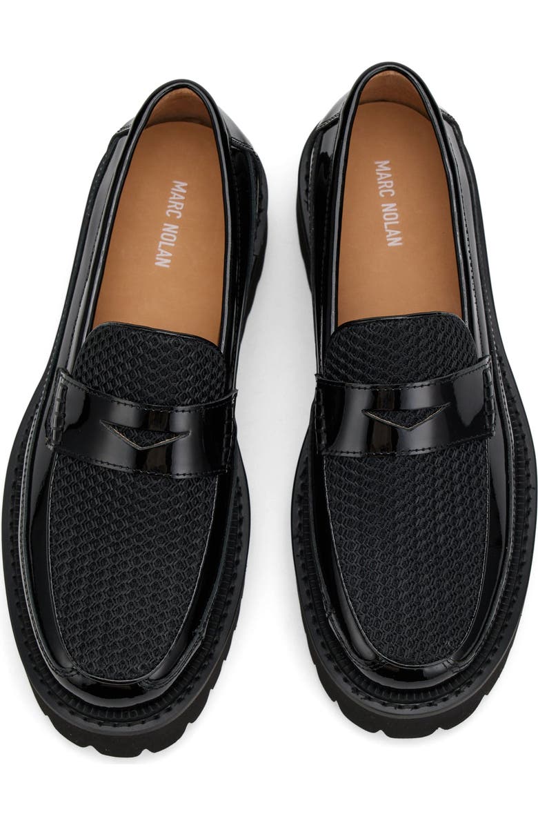 MARC NOLAN Ms. Adler Leather Lug Penny Loafers, Alternate, color, Black Patent