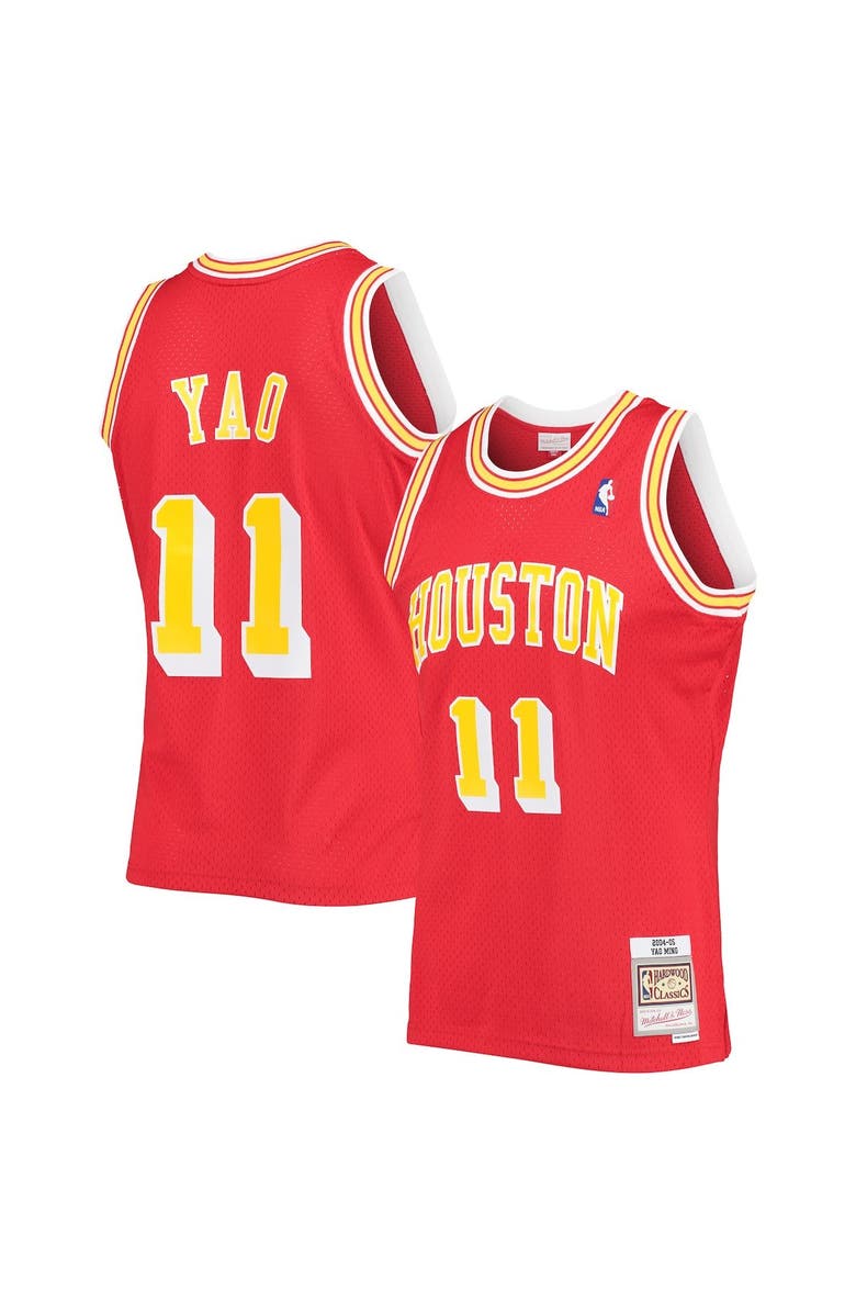 Mitchell & Ness Men's Mitchell & Ness Yao Ming Red Houston Rockets Hardwood Classics Swingman Jersey, Alternate, color, 