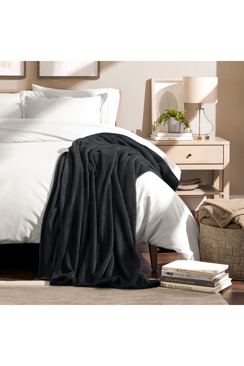 Microplush Fleece Blanket, Alternate, color, Black