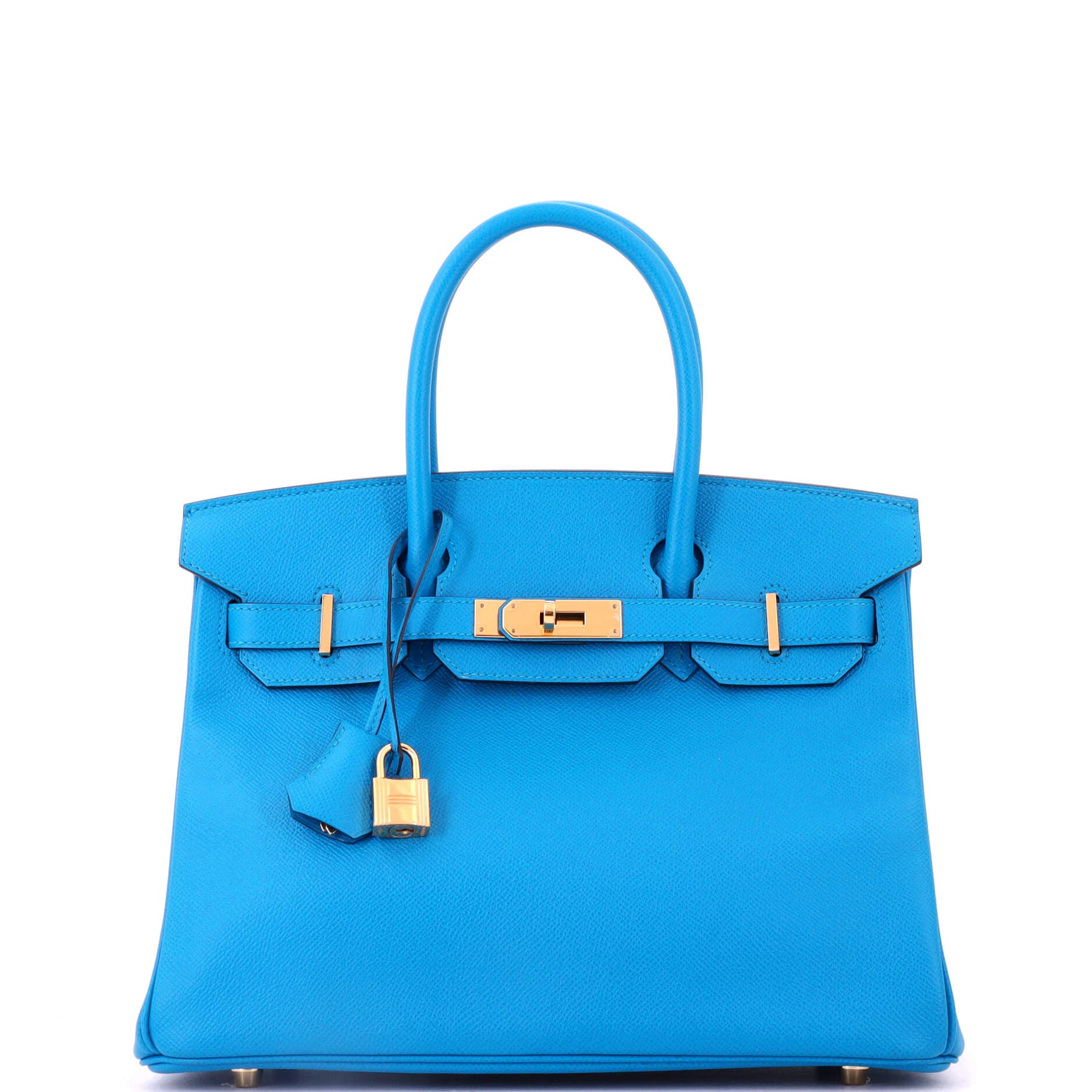 Birkin Handbag Blue Epsom with Gold Hardware 30, Main, color, Blue