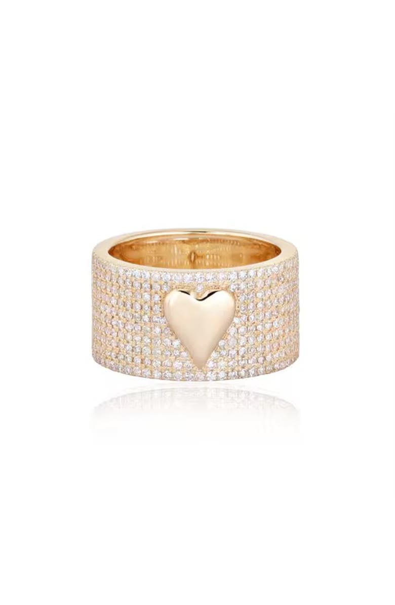 Mazin Jewels Pave Heart Barrel Ring, Alternate, color, Gold