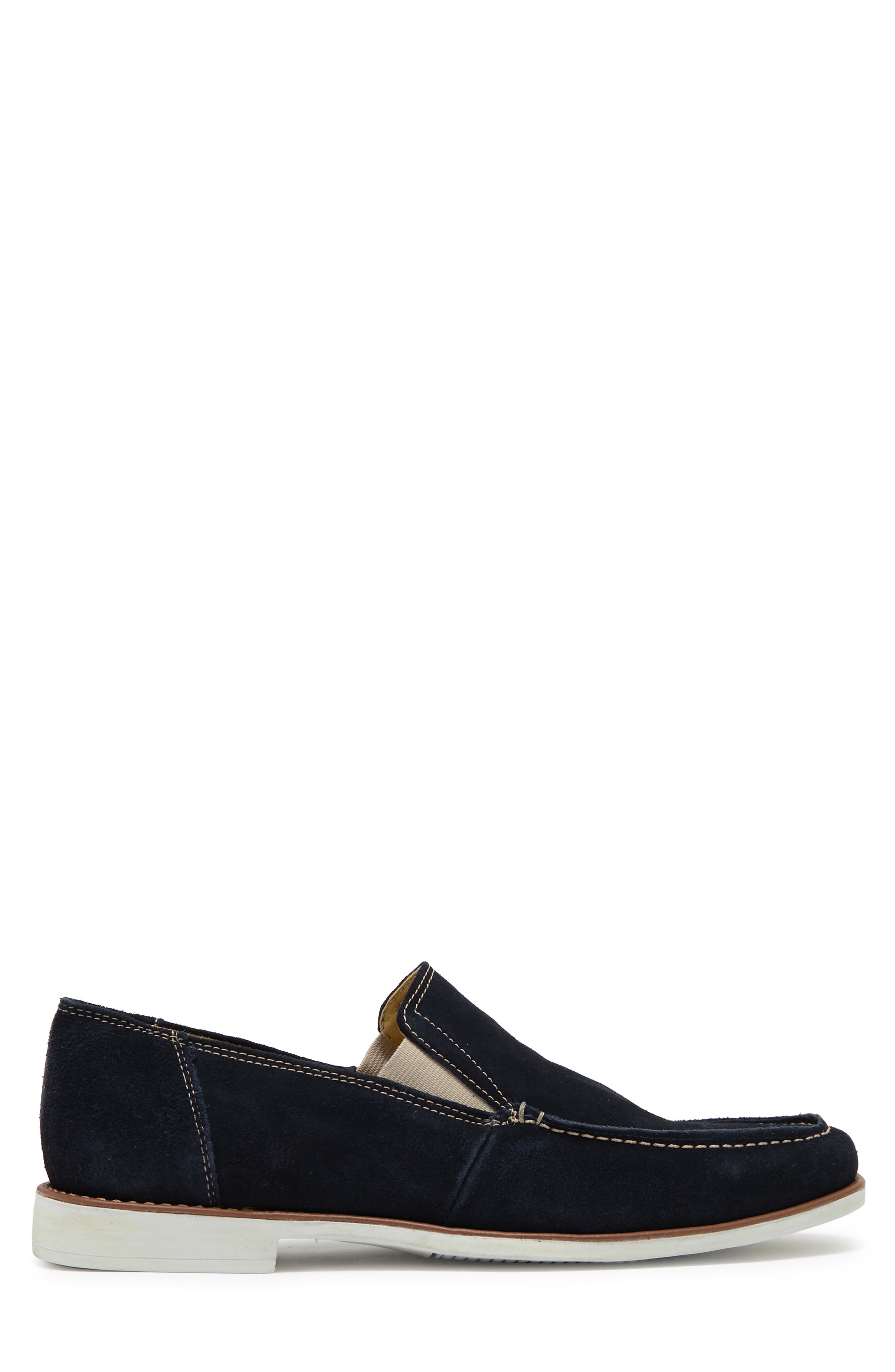 Embossed Leather Loafer, Alternate, color, NAVY