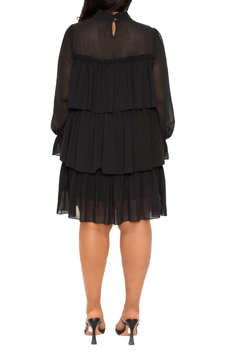 BUXOM COUTURE Tiered Long Sleeve Minidress, Alternate, color, 