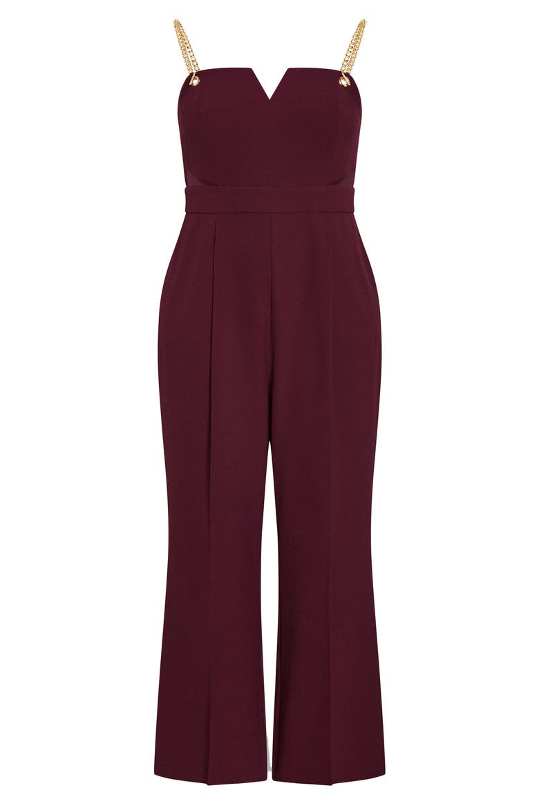 Nylah Chain Strap Wide Leg Jumpsuit, Alternate, color, BURGUNDY