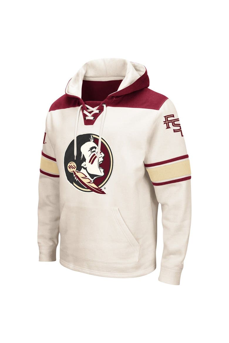 Men's Colosseum Cream Florida State Seminoles Big & Tall Hockey Lace-Up Pullover Hoodie, Alternate, color, Cream