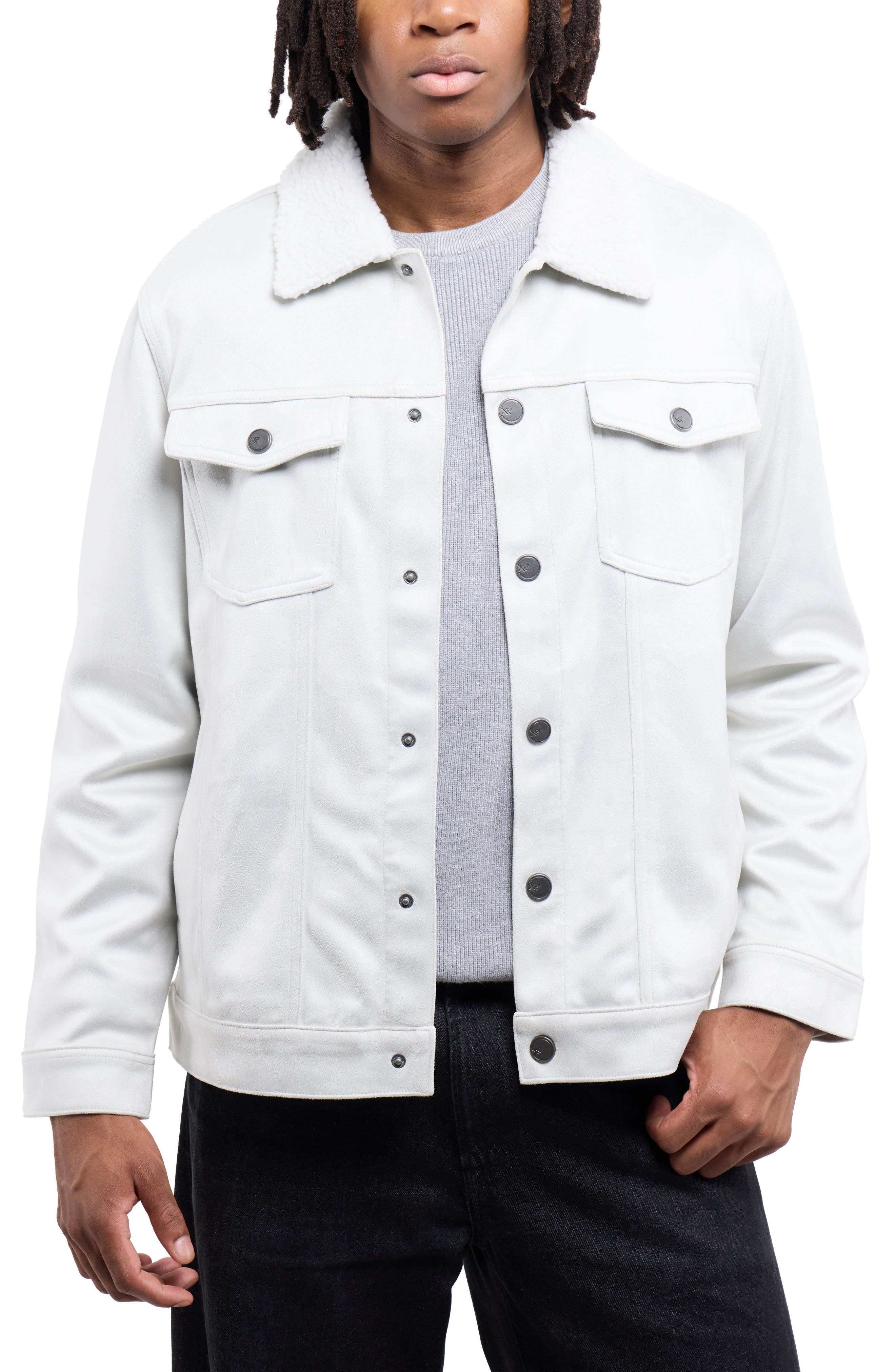 XRAY Faux Fur Collar Faux Suede Jacket