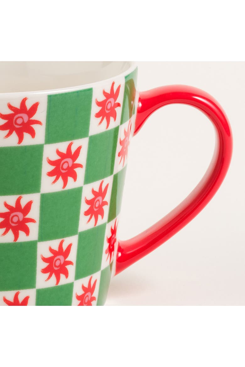 Flor Porcelain Mug 2 Pcs Set, Alternate, color, Green-Red