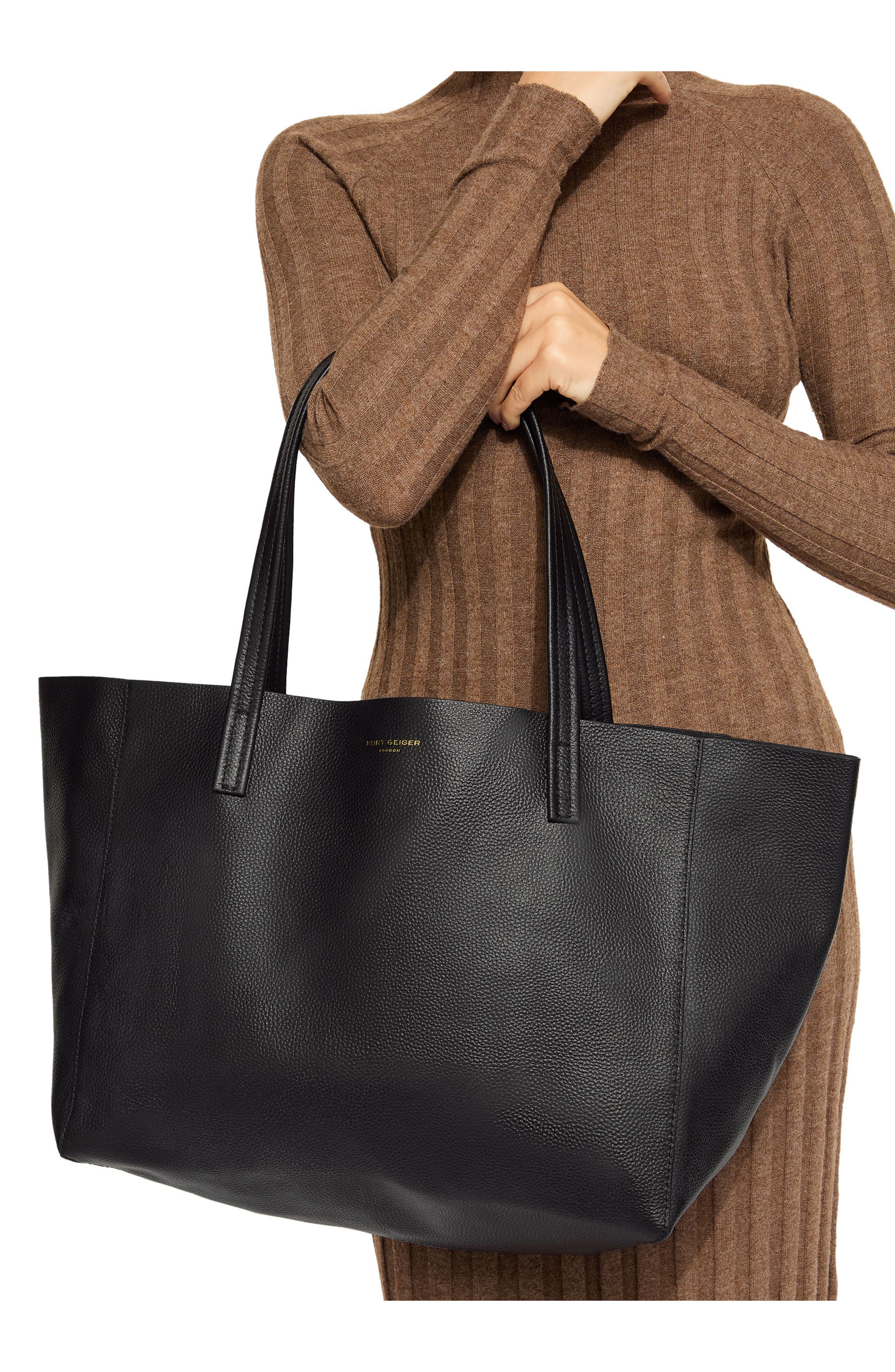 Kurt Geiger London Large Violet Leather Tote, Alternate, color, Black