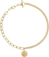 Adornia 18k Gold Plated Mixed Chain Coin Pendant Necklace