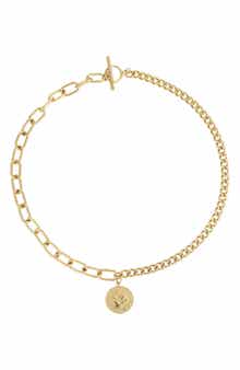 18k Gold Plated Mixed Chain Coin Pendant Necklace