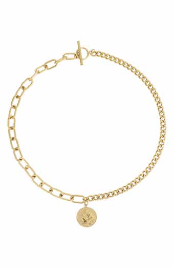 18k Gold Plated Mixed Chain Coin Pendant Necklace