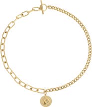 Adornia 18k Gold Plated Mixed Chain Coin Pendant Necklace