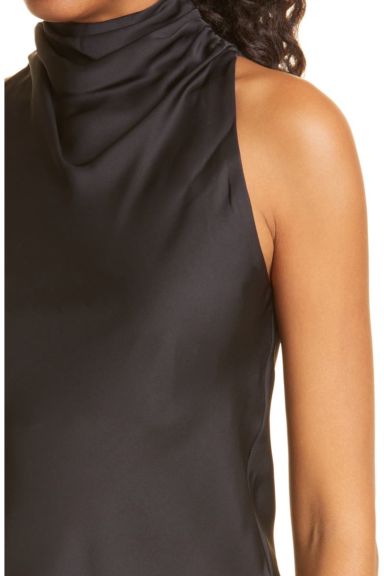 Jadis Cowl Neck Satin Tank, Alternate, color, BLACK
