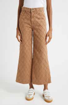 Veronica Beard High Waist Diamond Jacquard Crop Wide Leg Jeans