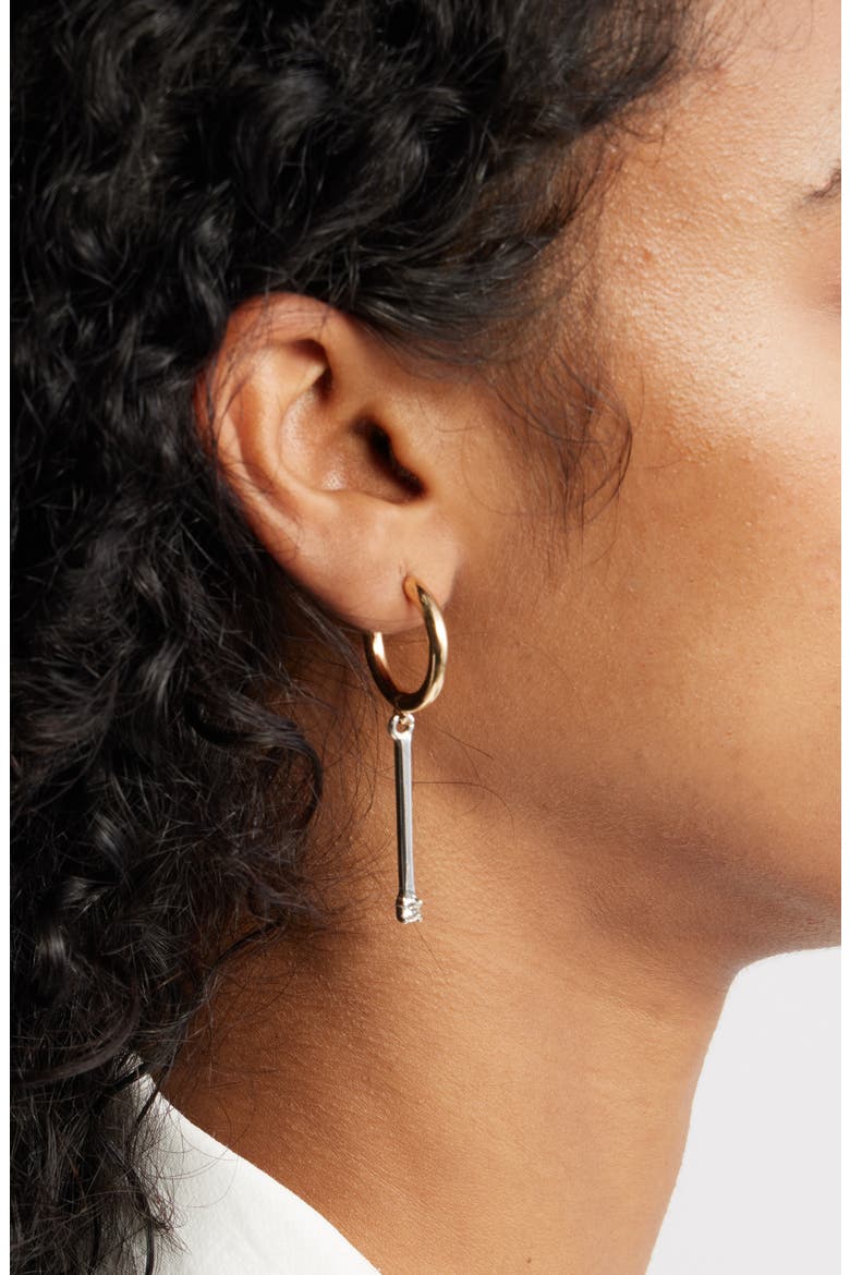 Bar Drop Hoop Earrings, Alternate, color, CLEAR- GOLD- SILVER
