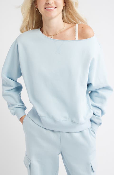 Fleece Detail Off the Shoulder Sweatshirt