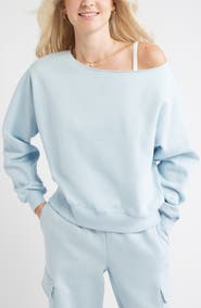 BP. Fleece Detail Off the Shoulder Sweatshirt