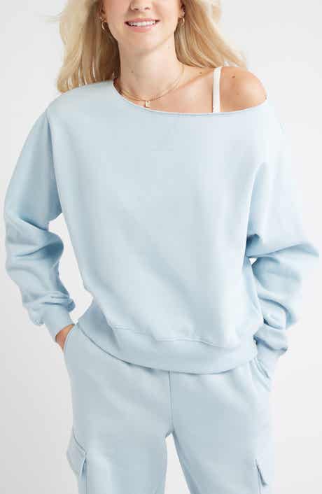 BP. Fleece Detail Off the Shoulder Sweatshirt