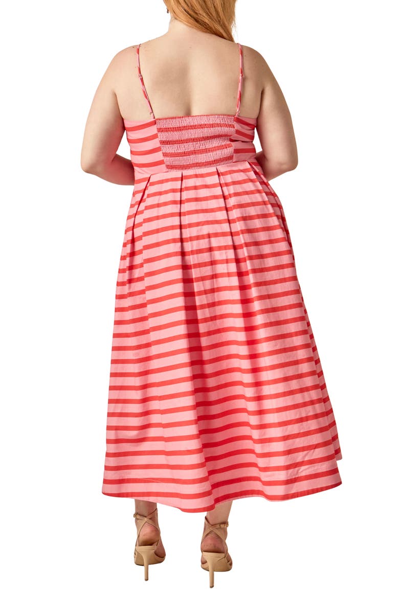 Striped Cotton Midi Dress, Alternate, color, PINK/ ORANGE STRIPE