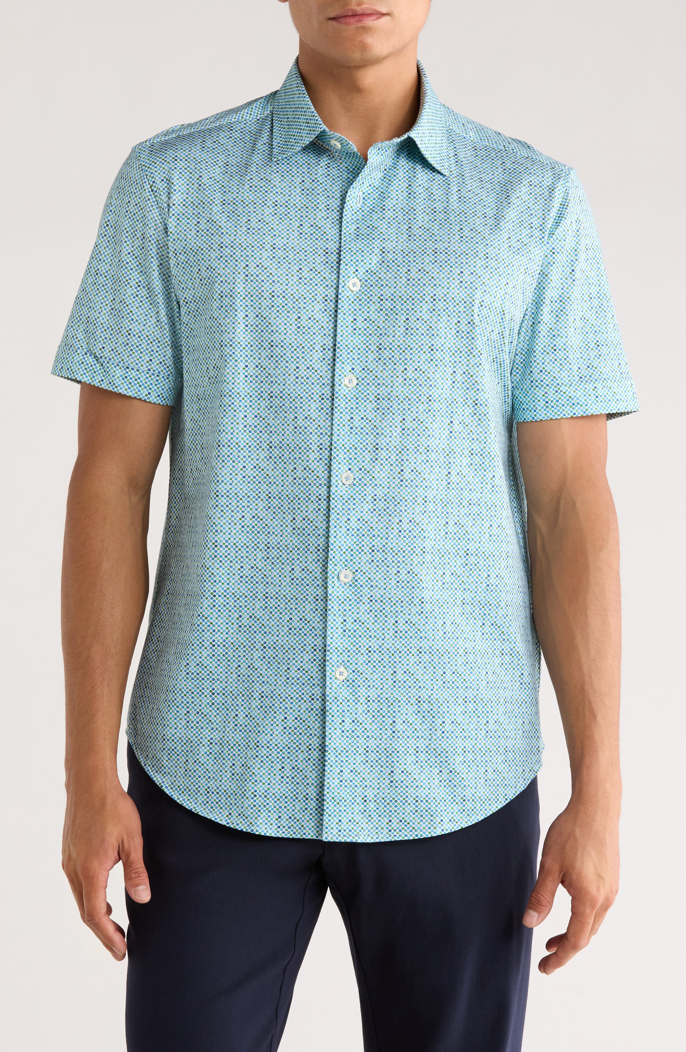 Bugatchi Miles OoohCotton® Short Sleeve Button-Up Shirt