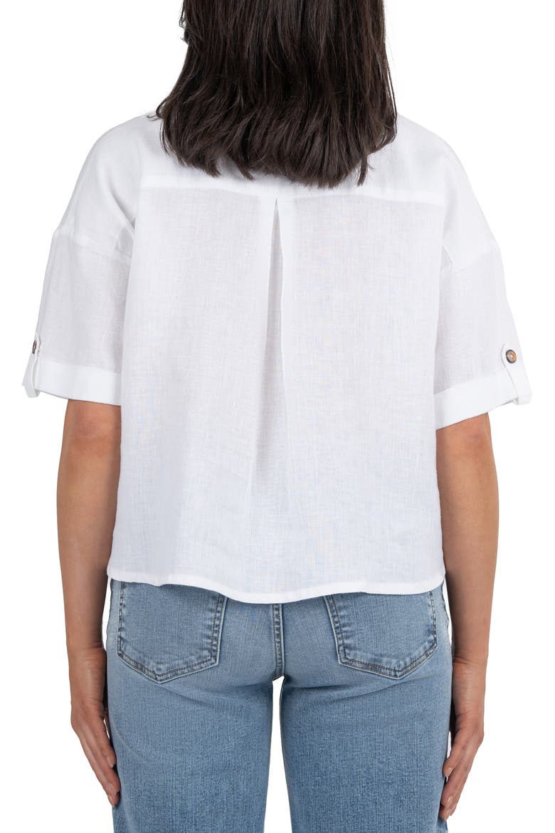 Breland Boxy Linen Blend Button-Up Shirt, Alternate, color, OPTIC WHITE