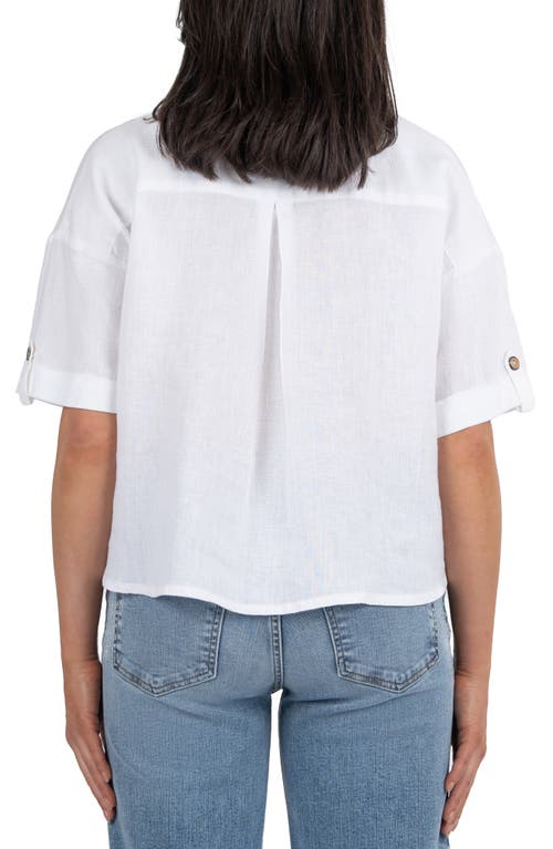 KUT FROM THE KLOTH KUT FROM THE KLOTH BRELAND BOXY LINEN BLEND BUTTON-UP SHIRT