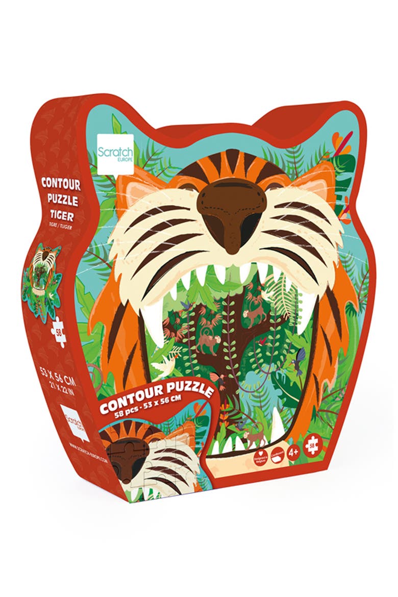 Contour Tiger 58-Piece Puzzle, Alternate, color, NO COLOR