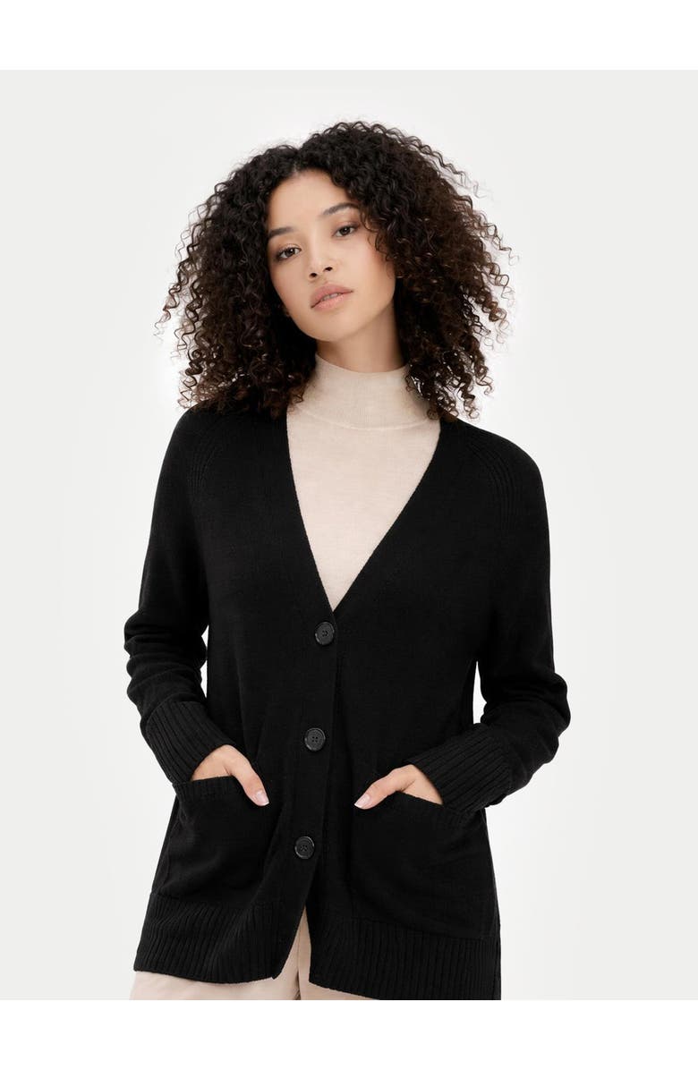 GOBI Mongolian Cashmere Relaxed-Fit Cashmere Cardigan, Alternate, color, Black