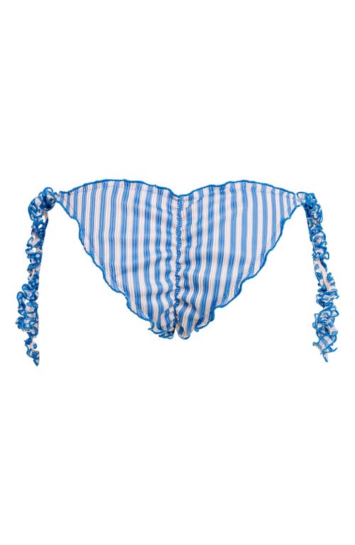 Agua Bendita Alegria Citrus Metallic Stripe Bikini Bottoms In Blue