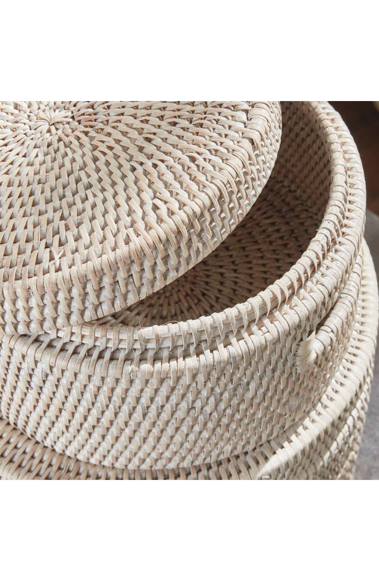 Napa Home & Garden Burma Rattan Round Lidded Boxes Set Of 2, Alternate, color, White