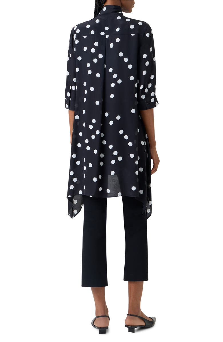 Akris punto Polka Dot Asymmetric Silk Tunic, Alternate, color, Black-Cream