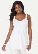 Jessica London Stretch Cotton Shirred Tank
