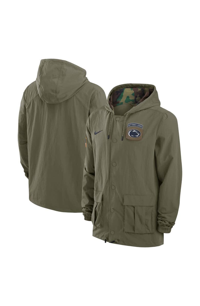 Nike Men's Nike Olive Penn State Nittany Lions 2024 Military Appreciation Full-Snap Hoodie Military Jacket, Main, color, Olive