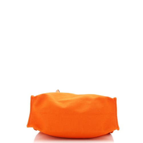 Pre-owned Hermes  Hermes Etriviere Shopping Tote Toile And Leather In Orange