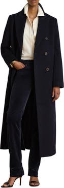 Lauren Ralph Lauren Double Breasted Longline Wool Blend Coat