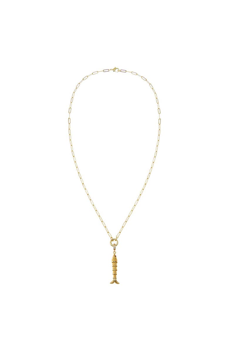 BY ADINA EDEN Solid Drop Fish Pendant Multi Chain Clicker Necklace, Alternate, color, Gold
